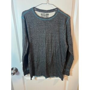 Reclaim Mens Long Sleeve Shirt Contrast Stitch Gray Size M